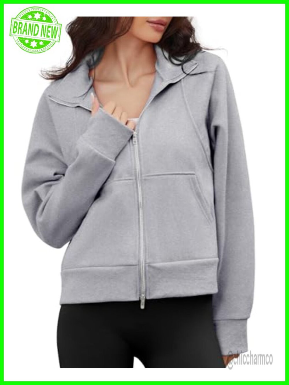 Women's Zip Up Fleece Sweatshirt Jacket Long Sleeve Oversized Casual Cozy